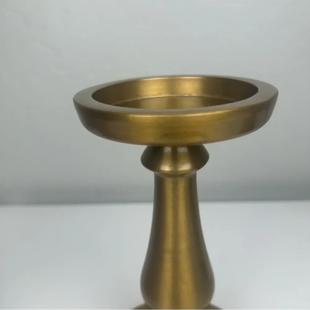 Ikea set of two gold pillar candle holders 8.5 inches